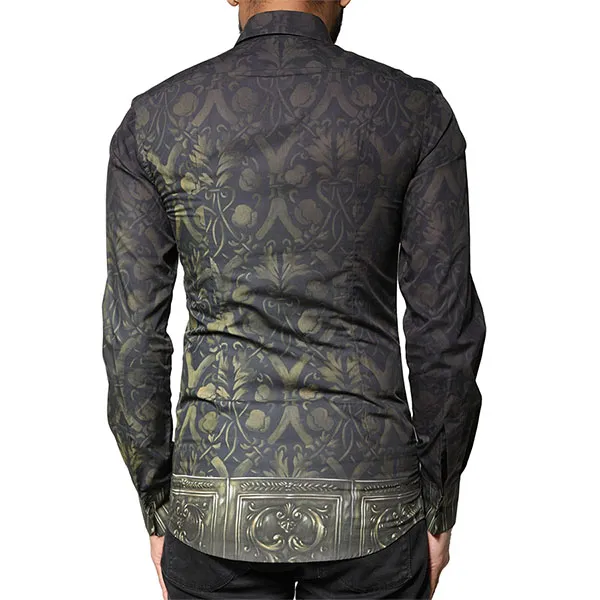 Áo Sơ Mi Nam Dolce & Gabbana D&G Royal Pet Portrait Shirt G5EJ0T HP5CR Màu Đen Size 41