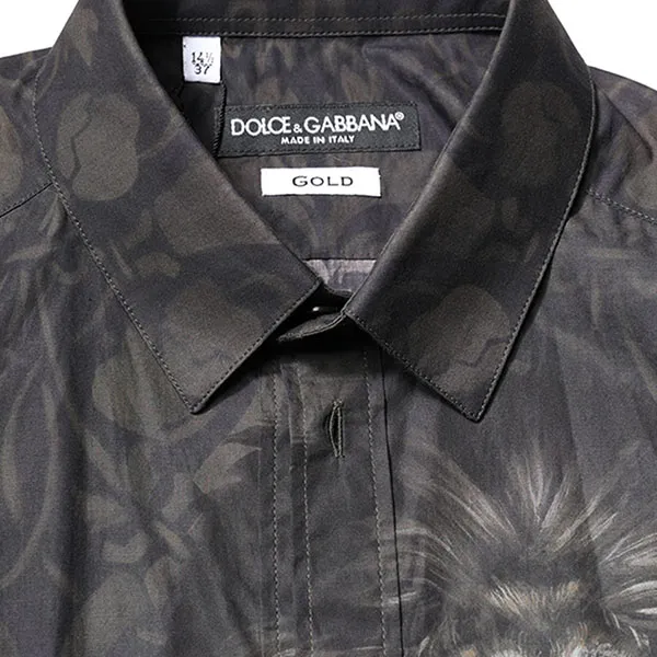 Áo Sơ Mi Nam Dolce & Gabbana D&G Royal Pet Portrait Shirt G5EJ0T HP5CR Màu Đen Size 41