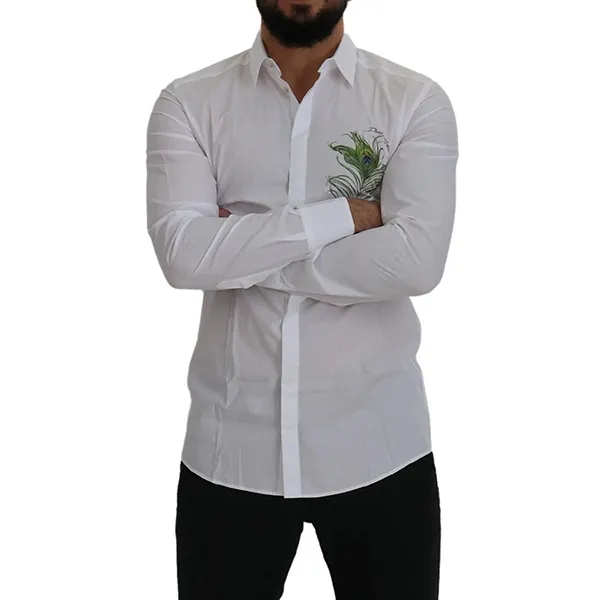 Áo Sơ Mi Nam Dolce & Gabbana D&G Shirt Gold White Cotton Peacock G5HX4T HP58U Màu Trắng Size 38 - Thời trang - Vua Hàng Hiệu