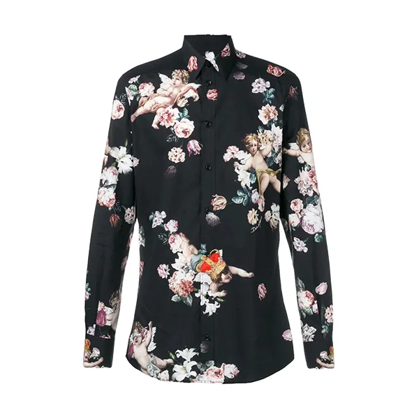 Áo Sơ Mi Nam Dolce & Gabbana D&G Angel Shirt G5EJ0T HS5AJ Màu Đen Họa Tiết Size 40