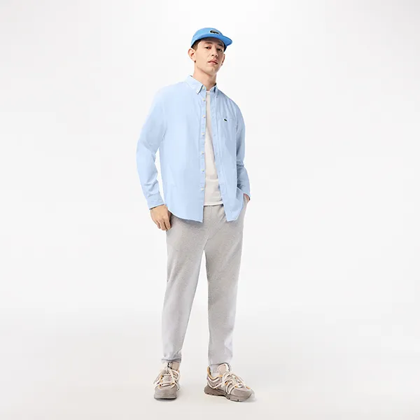 Áo Sơ Mi Nam Lacoste Regular Fit Cotton Poplin Shirt CH2564 F6Z Màu Xanh Nhạt Size 39