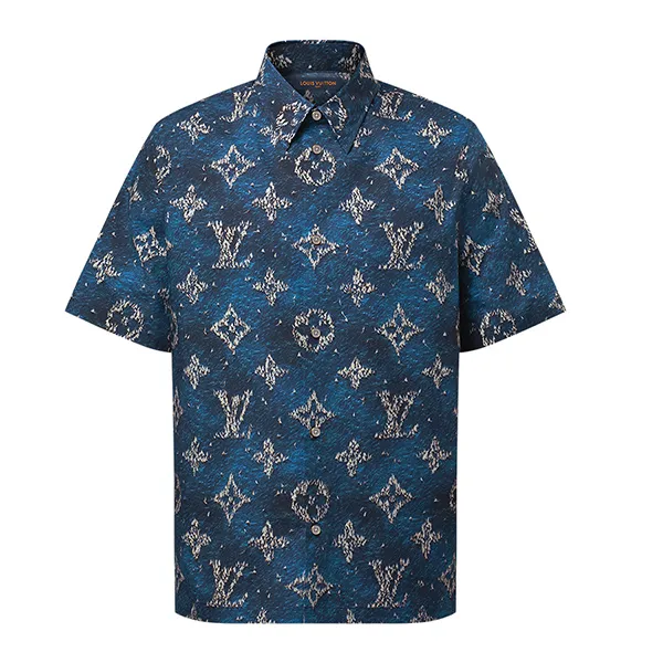 Áo Sơ Mi Nam Louis Vuitton LV Printed Monogram Short-Sleeved Shirt 1AHVU2 Màu Xanh Size XS - Thời trang - Vua Hàng Hiệu