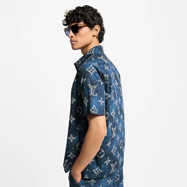 Áo Sơ Mi Nam Louis Vuitton LV Printed Monogram Short-Sleeved Shirt 1AHVU2 Màu Xanh Size XS - Thời trang - Vua Hàng Hiệu