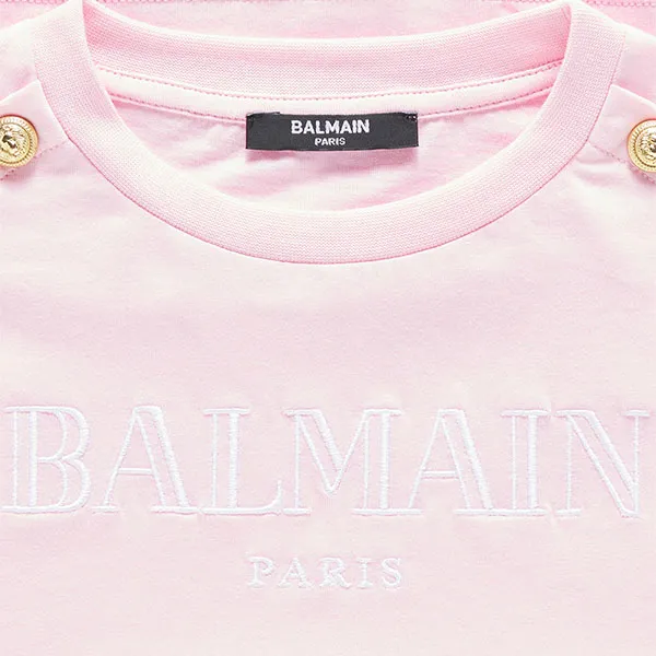 Áo Thun Nữ Balmain Kids Logo Cotton Jersey T-Shirts BW8A21 Z0116 Màu Hồng Size 12Y - Thời trang - Vua Hàng Hiệu