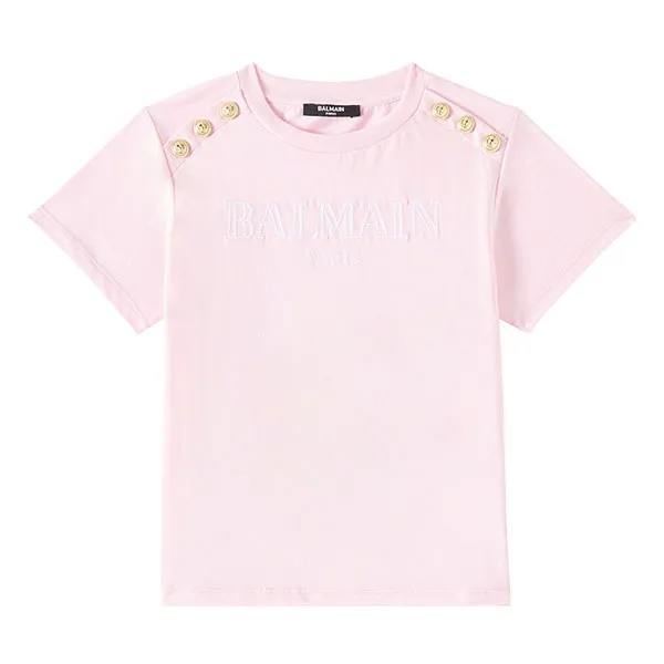 Áo Thun Nữ Balmain Kids Logo Cotton Jersey T-Shirts BW8A21 Z0116 Màu Hồng Size 12Y - Thời trang - Vua Hàng Hiệu