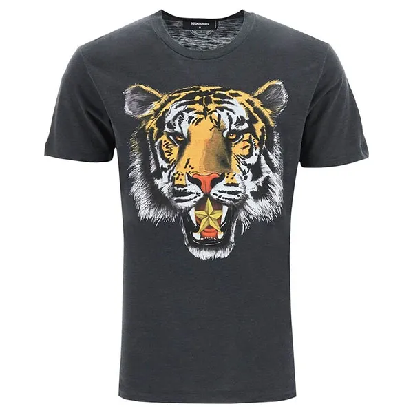 Áo Thun Nam Dsquared2 Men's Top Maxi Tiger Print T-Shirt S71GD1115 814 Màu Xám Size M