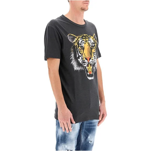Áo Thun Nam Dsquared2 Men's Top Maxi Tiger Print T-Shirt S71GD1115 814 Màu Xám Size M