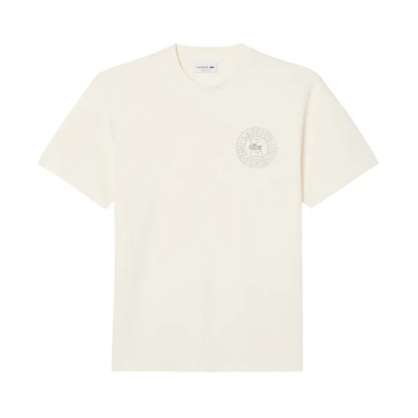 Áo Thun Nam Lacoste Badge Jersey T-Shirt TH0125 ARS Màu Trắng Kem Size 3