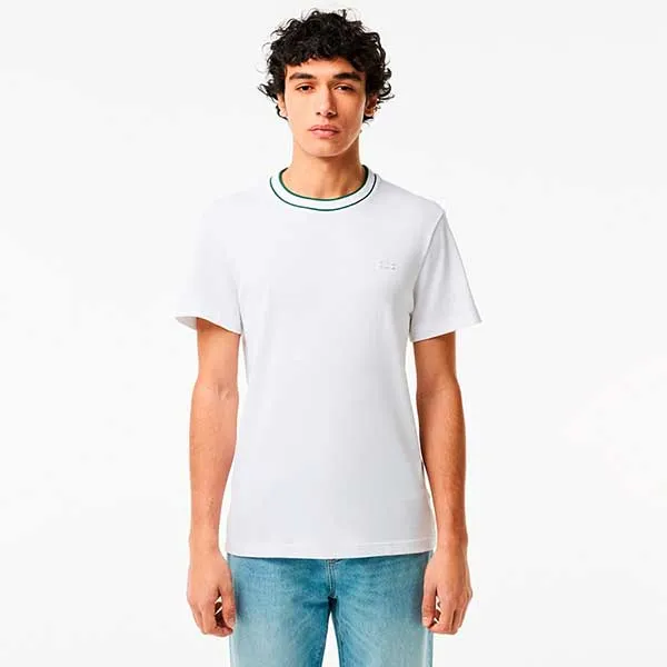 Áo Thun Nam Lacoste Lined Rib Neck Pique Tshirt TH1004 001 Màu Trắng Size 3 - Thời trang - Vua Hàng Hiệu