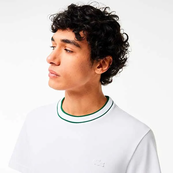 Áo Thun Nam Lacoste Lined Rib Neck Pique Tshirt TH1004 001 Màu Trắng Size 3 - Thời trang - Vua Hàng Hiệu