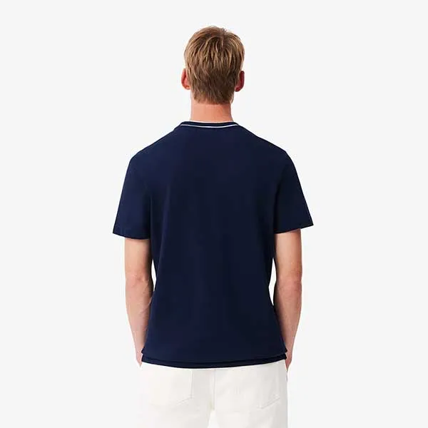 Áo Thun Nam Lacoste Lined Rib Neck Pique Tshirt TH1004 166 Màu Xanh Navy Size 3 - Thời trang - Vua Hàng Hiệu