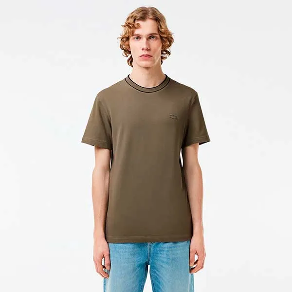 Áo Thun Nam Lacoste Lined Rib Neck Pique Tshirt TH1004 316 Màu Nâu Size 3 - Thời trang - Vua Hàng Hiệu