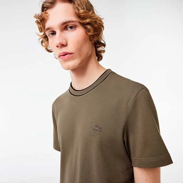 Áo Thun Nam Lacoste Lined Rib Neck Pique Tshirt TH1004 316 Màu Nâu Size 3 - Thời trang - Vua Hàng Hiệu