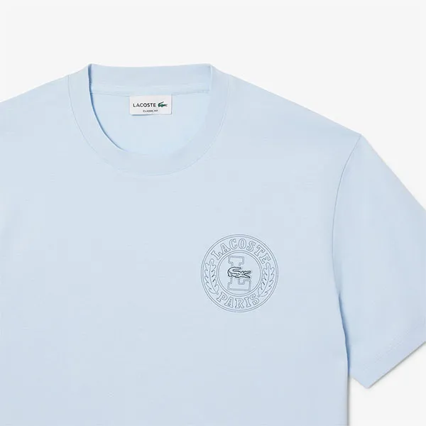 Áo Thun Nam Lacoste Men's Jersey T-Shirt Printed With Badge TH0125 T01 Màu Xanh Blue Size 3