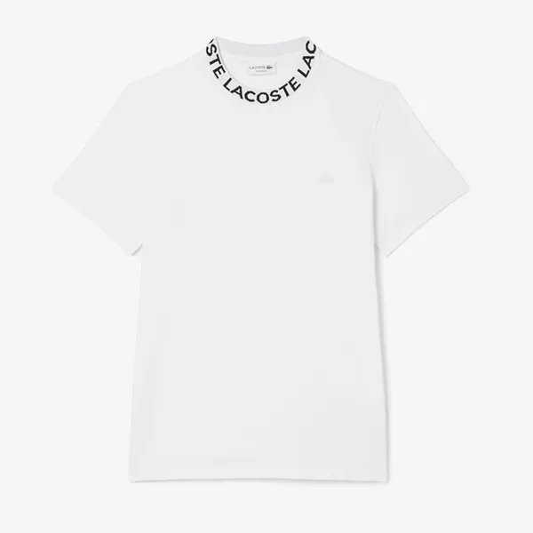 Áo Thun Nam Lacoste Men's Straight-Leg Tshirt Stretch Fabric Jacquard Collar TH9582-001 Màu Trắng Size 3