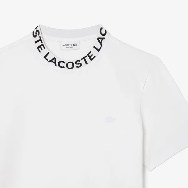 Áo Thun Nam Lacoste Men's Straight-Leg Tshirt Stretch Fabric Jacquard Collar TH9582-001 Màu Trắng Size 3