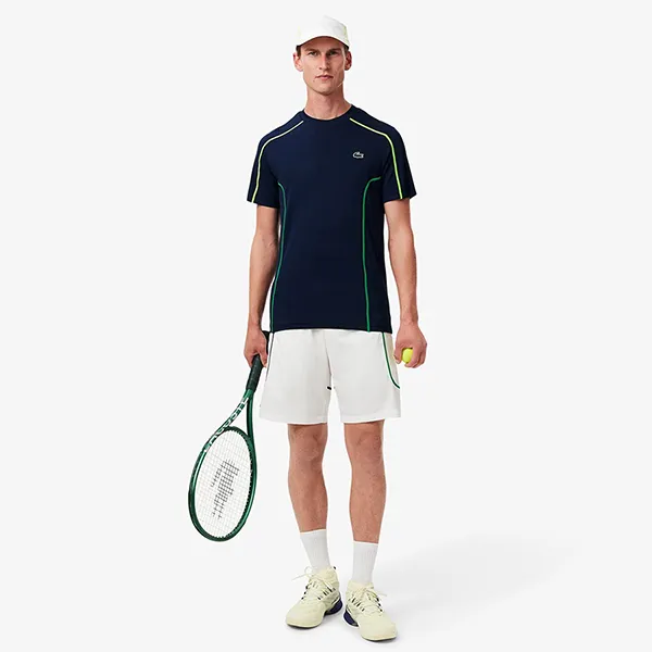 Áo Thun Nam Lacoste Men's Ultra Dry Piqué Tennis TShirt TH7545 166 Màu Xanh Navy Size 2