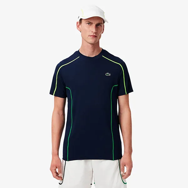 Áo Thun Nam Lacoste Men's Ultra Dry Piqué Tennis TShirt TH7545 166 Màu Xanh Navy Size 2