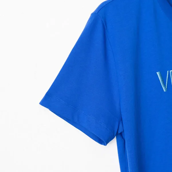 Áo Thun Nam Versace With Logo Print In Blue 1011860 1A10523 2UR60 Màu Xanh Blue Size S