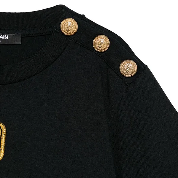 Áo Thun Nữ Balmain Kids Black Embroidered Logo T-Shirt BW8P61 Z1751 930OR Màu Đen Size 13Y - Thời trang - Vua Hàng Hiệu