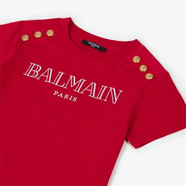 Áo Thun Nữ Balmain Kids Red Embroidered Logo T-Shirt BW8A21 Z0116 511OR Màu Đỏ Size 12Y - Thời trang - Vua Hàng Hiệu