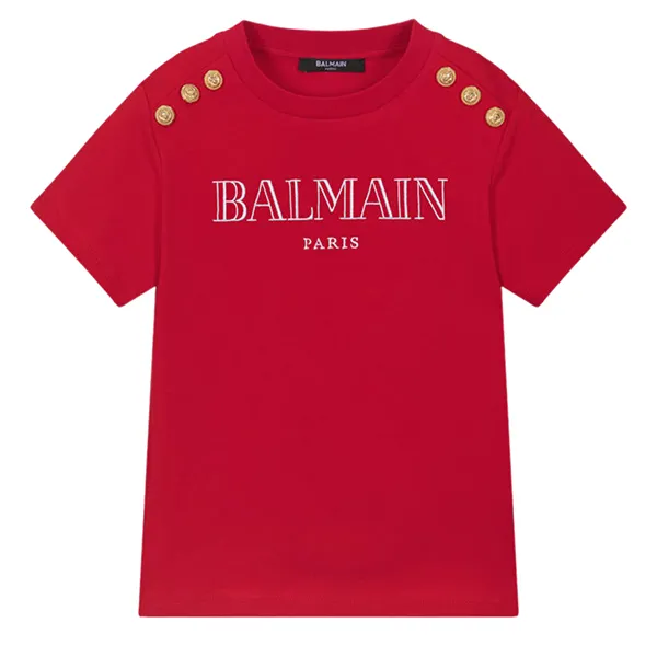 Áo Thun Nữ Balmain Kids Red Embroidered Logo T-Shirt BW8A21 Z0116 511OR Màu Đỏ Size 12Y - Thời trang - Vua Hàng Hiệu
