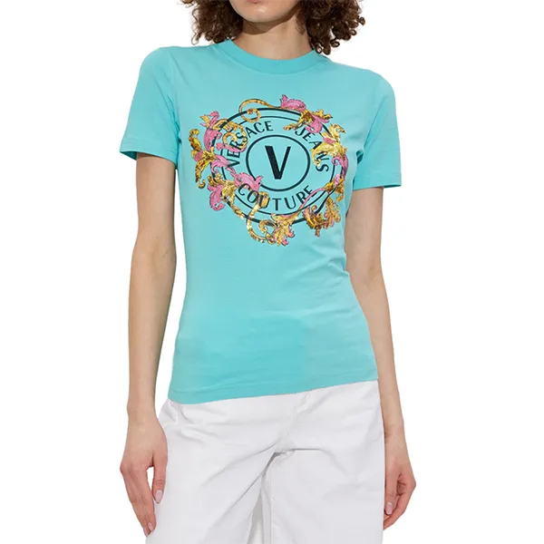 Áo Thun Nữ Versace Jeans Couture T-Shirt 78HAHC01 CJ02C 239 Màu Xanh Blue Size S - Thời trang - Vua Hàng Hiệu