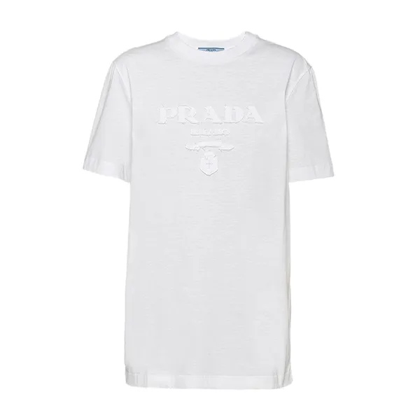 Áo Thun Prada Embroidered Jersey T-Shirt 35838R 124R F0009 Màu Trắng Size XS - Thời trang - Vua Hàng Hiệu