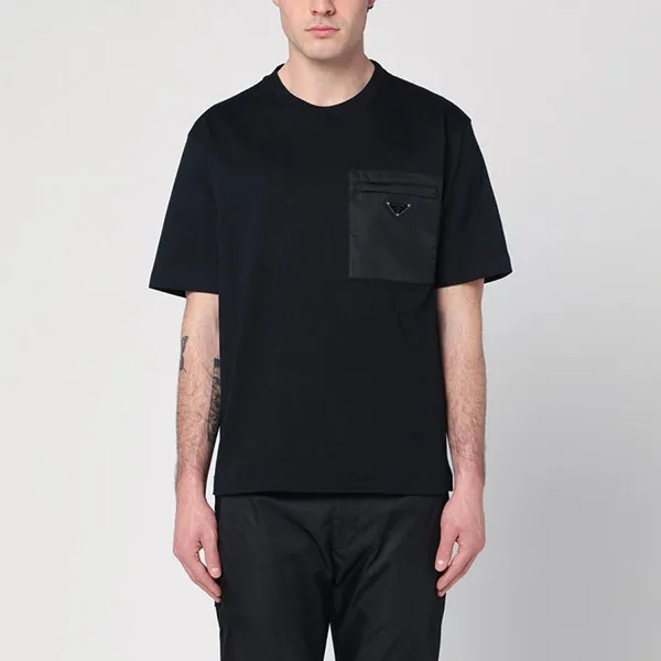 Áo Thun Nam Prada Logo Cotton Jersey In Black T-Shirt UJN661 11CK F0009 Màu Đen Size M