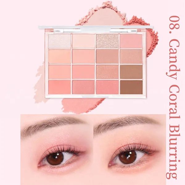 Bảng Phấn Mắt Wakemake Soft Blurring Eye Palette 16 Ô Màu Tone 08 Candy Coral Blurring 13g - Trang điểm - Vua Hàng Hiệu