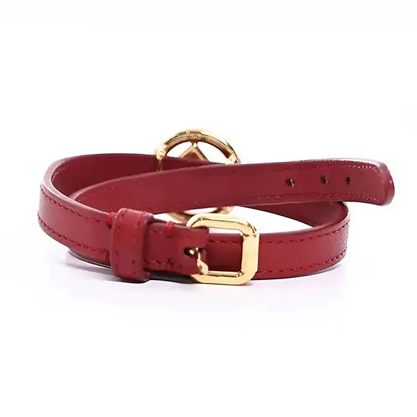 Vòng Đeo Tay Nữ Fendi Red Leather Double Tour TS Màu Đỏ