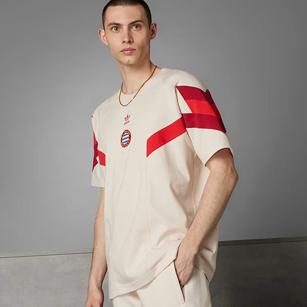 Bộ Quần Áo Cộc Tay Nam Adidas FC Bayern Originals Màu Kem/Đỏ Size XS (Form Âu)