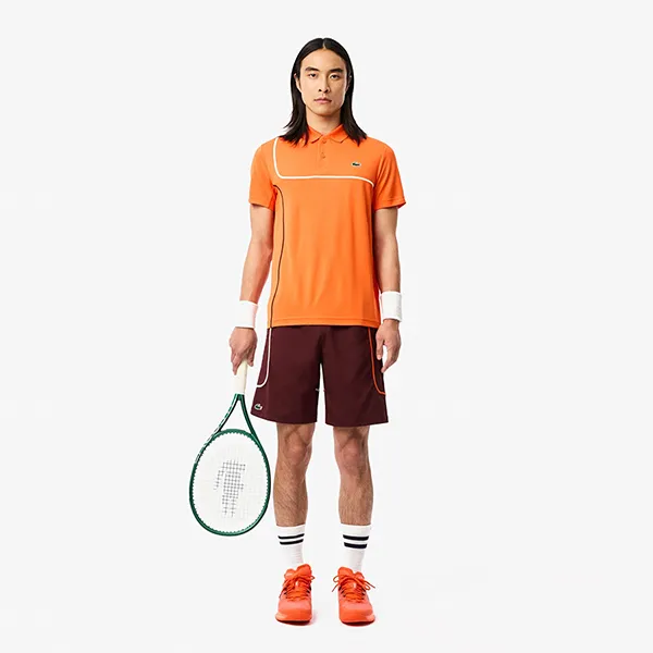 Bộ Quần Áo Cộc Tay Nam Lacoste Men's Tennis DH7362 FHR/ GH7460 BZD Màu Cam/Đỏ