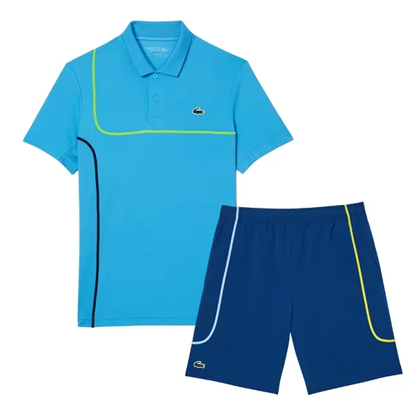 Bộ Quần Áo Cộc Tay Nam Lacoste Men's Tennis DH7362 I9K / GH7460 HBM Màu Xanh