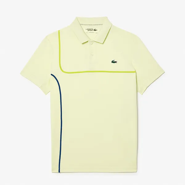 Bộ Quần Áo Cộc Tay Nam Lacoste Men's Tennis DH7362 PSN / GH7460 001 Màu Vàng/Trắng