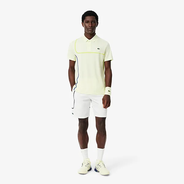 Bộ Quần Áo Cộc Tay Nam Lacoste Men's Tennis DH7362 PSN / GH7460 001 Màu Vàng/Trắng
