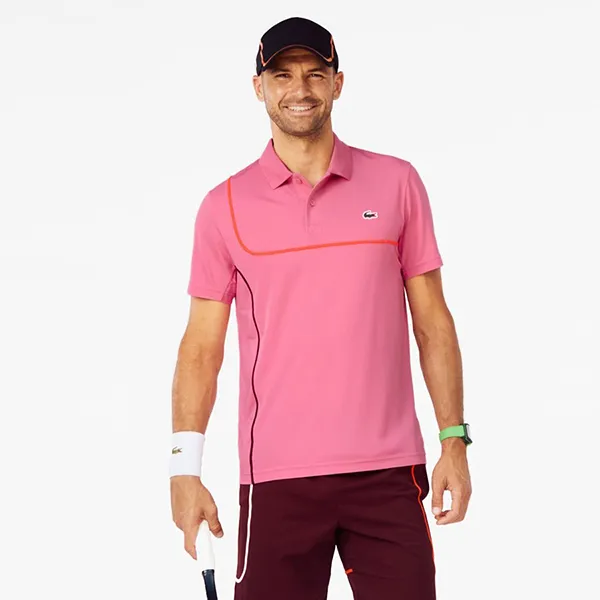 Bộ Quần Áo Cộc Tay Nam Lacoste Men's Tennis DH7362 UI4/GH7460 BZD Màu Hồng/Đỏ