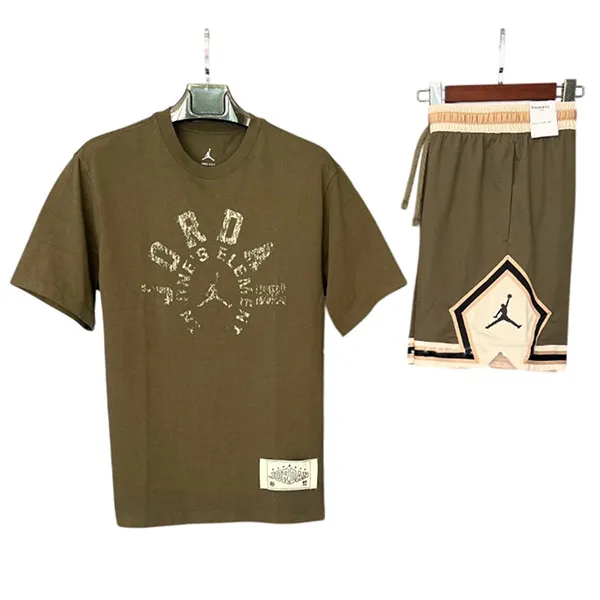 Bộ Quần Áo Cộc Tay Nike Jordan 85 Dongdan Màu Xanh Olive Size S (Form Âu)