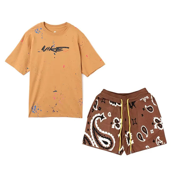 Bộ Quần Áo Cộc Tay Nike & MNML Paisley Knit Màu Nâu Cam Size XS (Form Âu)
