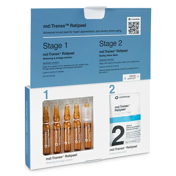 Bộ Sản Phẩm Thay Da Hỗ Trợ Giảm Nám Md:ceuticals Md Tranex Retipeel (Set 5 ống serum x 5 mặt nạ) - Mỹ phẩm - Vua Hàng Hiệu