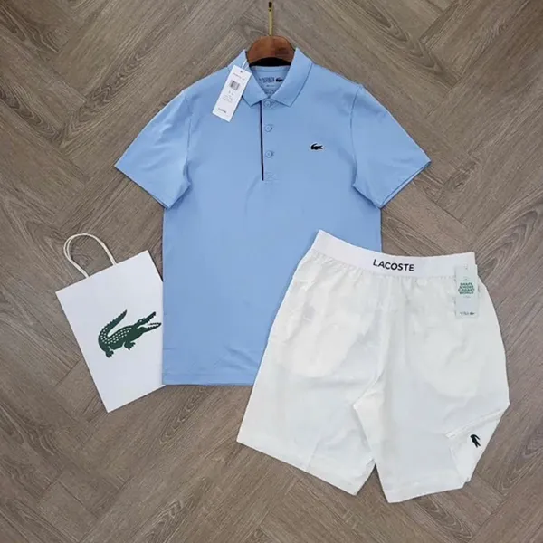 Bộ Thể Thao Nam Lacoste Sportswear DH2583-CM9/ GH6961-522 Màu Xanh Trắng Size 3