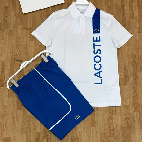 Bộ Thể Thao Nam Lacoste Tennis/Pickleball Sportswear DH8940 GI6/ GH7460 HBM Màu Trắng Xanh Dương Size 3