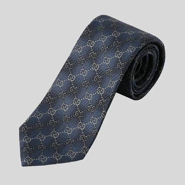Cà Vạt Nam Gucci Signature Logo GGWEB Silk Tie Wire Blue 408869 Màu Xanh