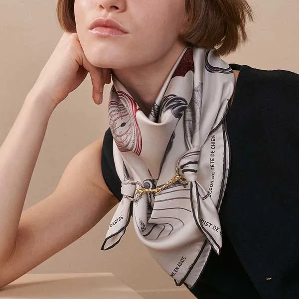 Cài Khăn Choàng Hermès Mors Torsade Scarf 90 Ring H603704S 00 Màu Vàng Bạc - Phụ kiện - Vua Hàng Hiệu