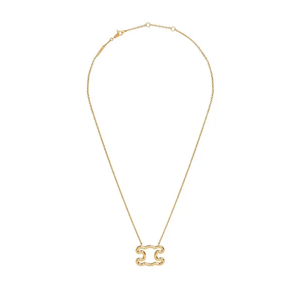 Dây Chuyền Nữ Celine Triomphe Frame Large Necklace In Brass With Gold Finish Gold Màu Vàng - Trang sức - Vua Hàng Hiệu