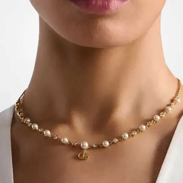 Dây Chuyền Nữ Dior Petit Cd Treasure Necklace N2852WOMCY-D03S Màu Vàng Trắng