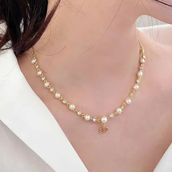Dây Chuyền Nữ Dior Petit Cd Treasure Necklace N2852WOMCY-D03S Màu Vàng Trắng
