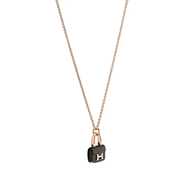 Dây Chuyền Nữ Hermès Amulettes Constance Pendant Màu Vàng Hồng/Đen