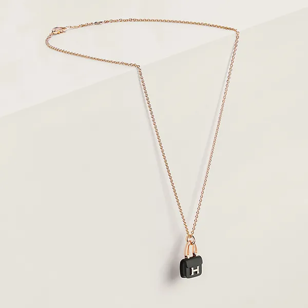 Dây Chuyền Nữ Hermès Amulettes Constance Pendant Màu Vàng Hồng/Đen