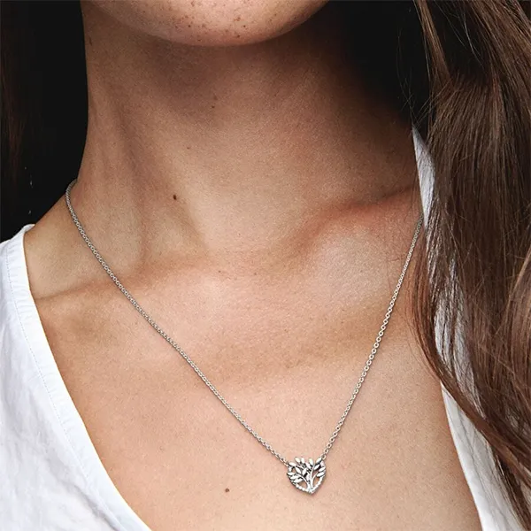Dây Chuyền Nữ Pandora Heart Family Tree Collier Necklace 399261C01 Màu Bạc